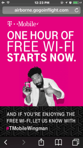 T-Mobile Free In-Flight WiFi Activated