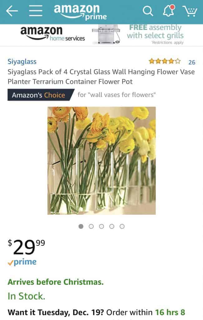 Amazon cylinder hanging vases