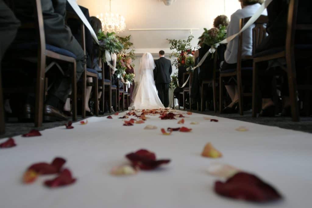 a church, small wedding venue